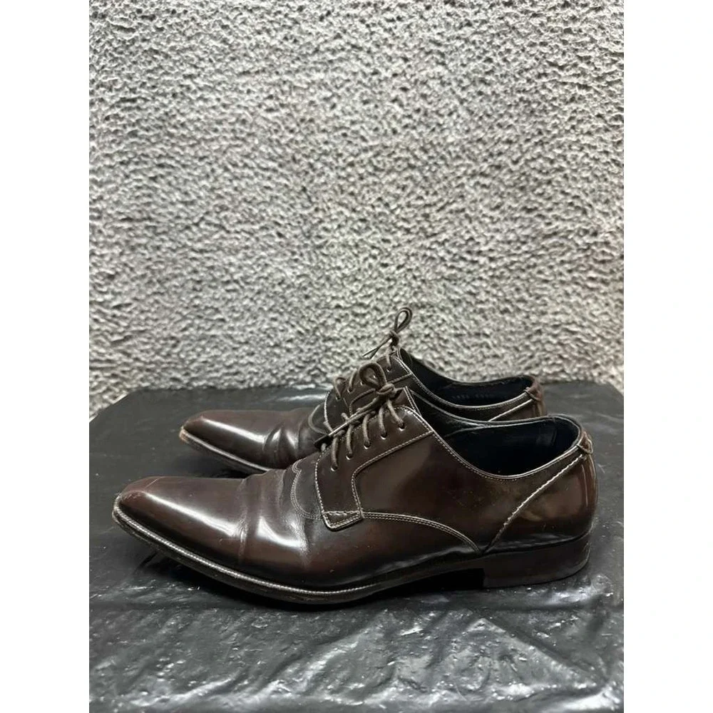 Dolce & Gabbana Leather Pointed Toe Lace-Up Derby Shoes Dark Brown Men Size 6 UK